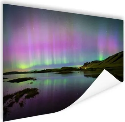 Produktbild von MuchoWow® Poster Nordlichter - Island - Violett 120x80 cm - Bilder