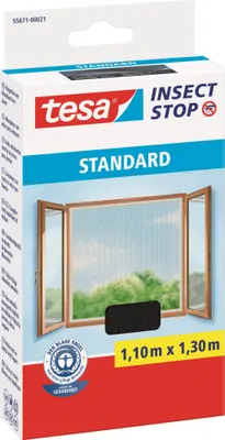 Obrázok produktu pre Sieť proti hmyzu do okien TESA STANDARD Sieť do okien na suchý zips 1,1 m x 1,3 m čierna