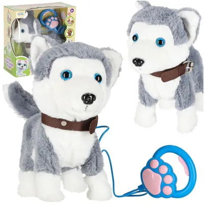 Zdjęcie produktu dla Piesek pies interaktywny na smyczy husky zabawka maskotka szczeka chodzi macha ogonem prezent dla dziecka 3+