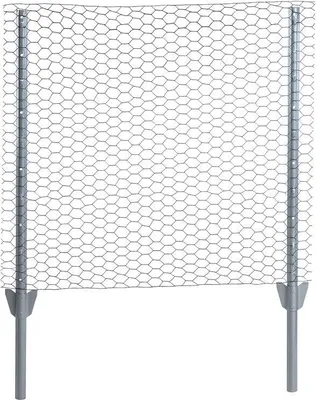 A wire fence panel with two supporting posts.