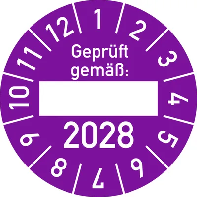 Produktbild von Dreifke® Prüfplakette  gemäß: 2028, Folie, Ø 30 mm, 10 Stück/Bogen