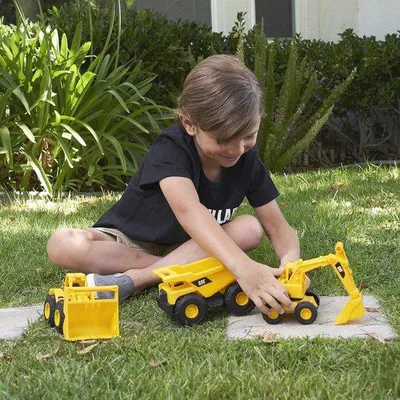 Productafbeelding van Famanu Mini-bouwvoertuigen, set van 3: kipper, graafmachine en wiellader