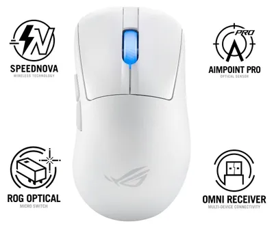 Obrázek produktu pro ASUS myš ROG Keris II Ace, bezdrátová herní myš – Bílá