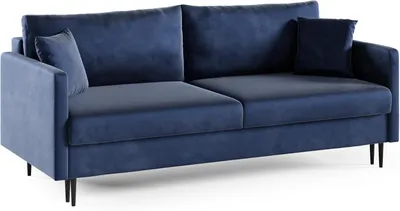 Produktbild von LIKMA 3 Sitzer Sofa Mara 209 cm mit Schlaffunktion und Bettzeugbehälter, Velvet Schlafsofa mit Bettkasten, Moderne Couch, Sofagarnituren, Bettsofa Farbe: Marineblau, Stoff: Velours Riviera 81