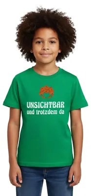Produktbild von Spreadshirt Pumuckl Mit Spruch Unsichtbar Und Trotzdem Da Kinder T-Shirt, 122/128 (7-8 Jahre), Kelly Green
