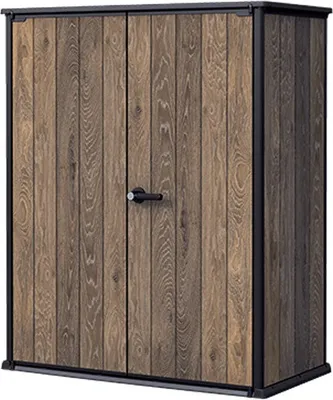 Produktbild von Keter Kunststoff Gartenschrank Signature Walnuss Alto 140 x 73,6 x 170,4 cm braun Holzoptik