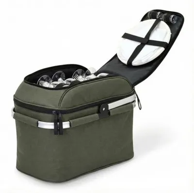Image de Panier pique-nique DeLuxe 4 personnes vert