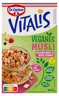 Immagine prodotto di Dr Oetker Vitalis Vegan Croccantini ai frutti di bosco bianchi confezione da 400 g