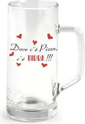 Immagine prodotto di Bicchiere birra con manico 40 cl con scritta dove c'è pizza c'è birra