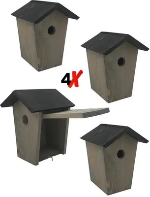 Produktbild von GARDEN SPIRIT Nistkasten für Meisen - Vogelhaus 4er Set – Vogelhaus Nestkasten Holz