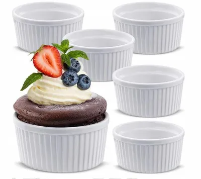 Obrázok produktu pre Zapekacie misky 200 ml – sada 6 ks, keramické misky do rúry na suflé, crème brûlée a dezerty
