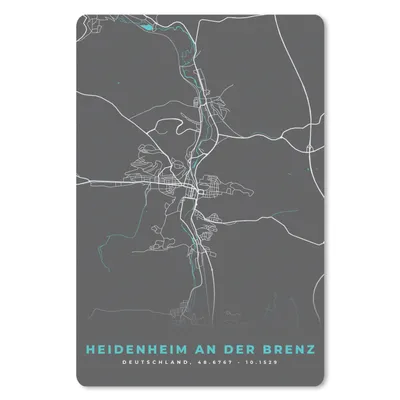 Produktbild von MuchoWow® Mauspad Mousepad Karte - Heidenheim an der Brenz - Blau - Stadtplan - Deutschland 40x60 cm - Mousepads - Maus Mat - Pad - Mausunterlage - Schreibtisch Accesoire