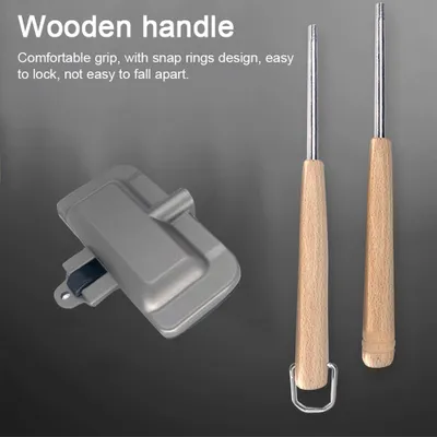 Produktbild von Camping-Sandwich-Backform, doppelseitiger Maker, antihaftbeschichteter Aluminium-Klappgrill mit abnehmbarem Griff für Frühstück, Pfannkuchen, Toast, O