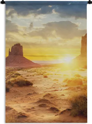 Produktbild von MuchoWow® Wandteppich Wandbehang Sonnenuntergang - Felsen - Landschaft - Horizont 120x180 cm Tapisserie Dekoration Wandtuch - Schlafzimmer - Dekorationen für das Haus