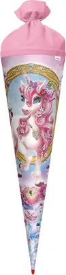 Produktbild von ROTH Schultüte groß Einhorn Beauty 70cm Glitter rund Rot(h)-Spitze Filzverschluss Zuckertüte Schulanfang
