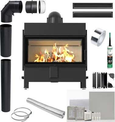 Produktbild von KRATKI LUCY 16kW Ø200 Kamineinsatz mit Einbausatz und Rekuperation
