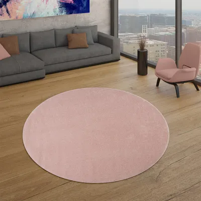 Produktbild von TT Home Wohnzimmer Teppich Kurzflor Unifarbendes Design Modern Und Zeitlos Größe 200 cm Rund