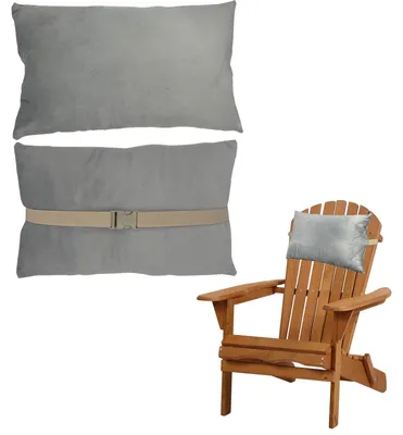 Imagen del producto de Cojín para silla de jardín, 40 x 25 x 8 cm, color gris, con correas ajustables, para sillones de relax