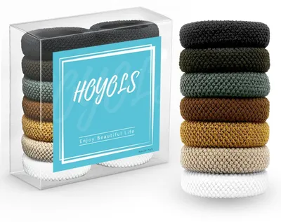 Productafbeelding van HOYOLS Haarbandjes voor dik haar, paardenstaartelastieken, bandjes, 14 stuks, verschillende kleuren