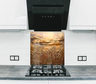 Image de Panneau de protection murale pour cuisine Myphotostation, en verre trempé, protection contre les éclaboussures pour cuisine et cuisinière, protection murale, panneau de protection pour cuisinière, plaque de protection pour cuisinière, dosseret de cuisinière, côté cuisinière, 80 x 35 cm (largeur x hauteur)