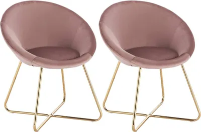 Produktbild von WOLTU Esszimmerstühle 2er-Set Polsterstuhl Wohnzimmerstuhl aus Samt & Goldene Gekreuzte Metallbeine, Rosa