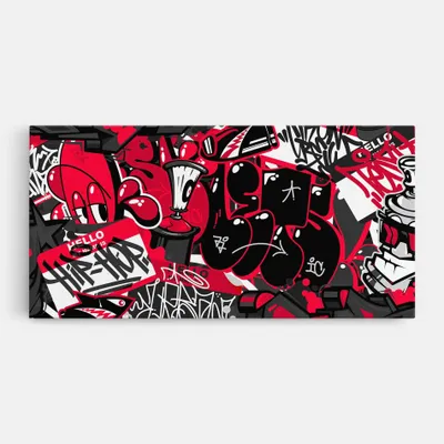 Produktbild von ARTHUB® Leinwandbild 40x80 cm, Hip Hop Graffiti | Wohnzimmerdekoration, Hängende Bilder, Wanddekoration, Heimdekoration, Moderne, Graffiti