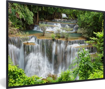 Produktbild von MuchoWow® MuchoWow® Gerahmtes Poster Wasserfälle - Thailand - Wald 60x40 cm - Poster mit zchwarzem Bilderrahmen - Printing - Wanddeko Schlafzimmer