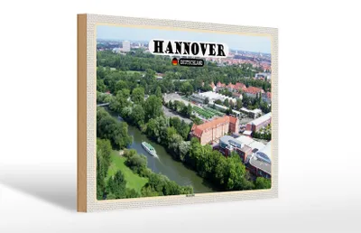 Produktbild von Holzschild Städte Hannover Blick auf Ihmeufer 30x20cm
