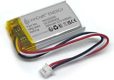 Image de Batterie lithium polymère innCraft Energy 250mAh 3.7V, 30x20x5 Modèle 502030 3P Molex 51021-030 Connecteur 1.25mm
