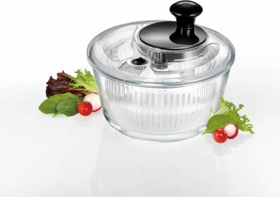 Immagine prodotto di Mastrad Salatschleuder mit Glasschüssel, Borosilikatglas, Kunststoff, Transparent, 2.5 L, F31281