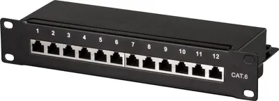 Obrázok produktu pre LogiLink 10" Patch Panel Cat. 6 tienený 12 portov 1 U čierny