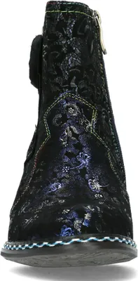 Produktbild von Laura Vita Damen Stiefelette Leder Blumenmuster Blütenapplikation Gaclao 21, Größe:38 EU, Farbe:Blau