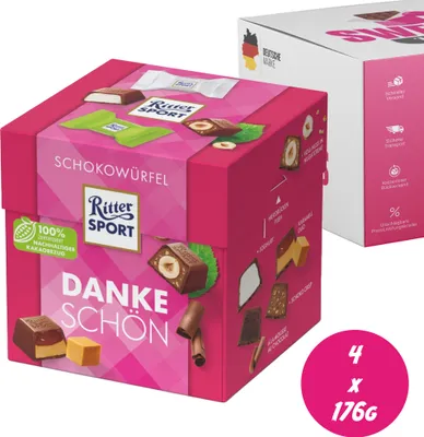 Produktbild von Ritter Sport Schokowürfel Dankeschön 4 x 176g