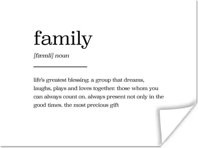 Produktbild von MuchoWow® Poster Zitate - Wörterbuch - Familie - Sprichwörter 160x120 cm - Foto Plakat
