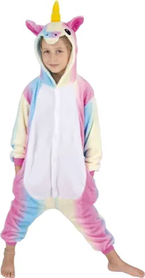 Produktbild von Einhorn-Overall Tier-Verkleidung für Kinder bunt 7-9 Jahre (128 cm)