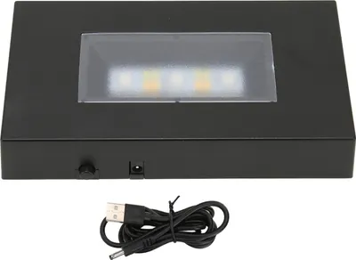 Obrázek produktu pro Podstavec pro LED světlo, napájení USB, více režimů, různé barvy, černý ABS, obdélníkový displej pro skleněný box
