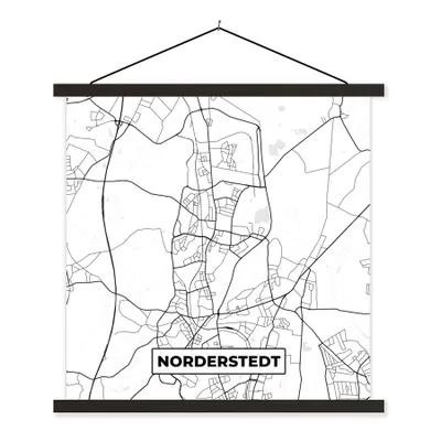 Produktbild von MuchoWow® Textilposter Karte - Norderstedt - Karte - Stadtplan 120x120 cm mit schwarzem Rahmen - Aufhängungsset