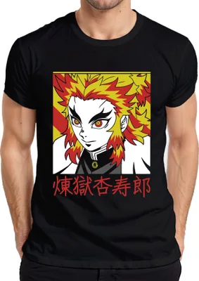 Produktbild von Rengoku Kyojuro Kimetsu no Yaiba Anime Flammenhaar Geschenk Herren T-Shirt, Schwarz, M