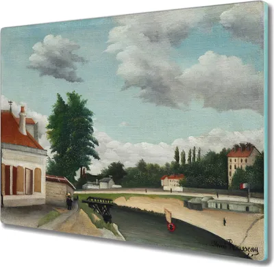 Produktbild von Coloray Herdabdeckplatte 60x52 cm Schneidebrett Kochplattenabdeckung Küchenbrett Hackbrett - Baum Stadtgebäude