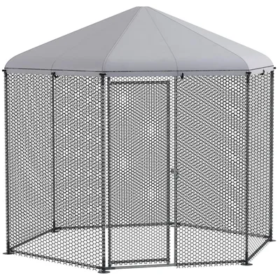 Image de Enclos poulailler extšŠrieur 5 m2 parc grillagšŠ dim. 2,8L x 2,45l x 2,46H - espace couvert - 5/8 poules