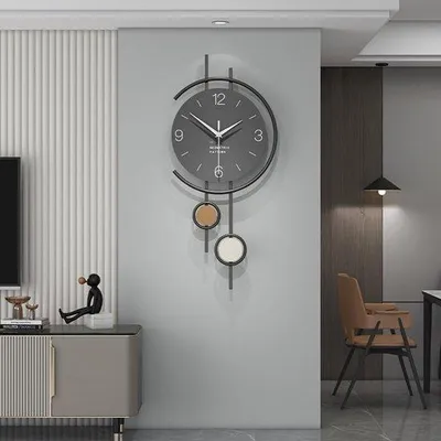 Immagine prodotto di Orologio da parete metallico silenzioso: decorazione minimalista per soggiorno, camera da letto, ufficio e cucina, nero
