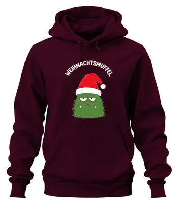 Produktbild von WEIHNACHTSMUFFEL Weihnachtsmonster Nikolausmütze Hoodie Kapuzenpullover, Burgundy, M