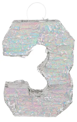 Immagine prodotto di Piñata numero 3 olografico argento