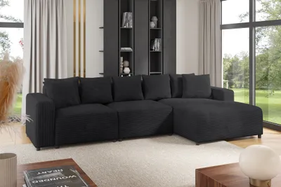 Produktbild von Ecksofa Designersofa Sofa MEGAN in Stoff Poso Anthrazit Ottomane Rechts
