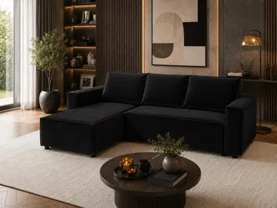 Obrázek produktu pro FurMeb24 Moderní rohová pohovka LINO, tvar L, rozměry 230 x 140 cm, provedení pro umístění vlevo, s možností rozložení na lůžko a úložným prostorem – potah Magic Velvet 2219