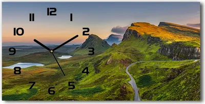 Produktbild von Wanduhr aus Glas – 60x30 cm - Glasbild - Glasuhr - Gehärtetes Glas - schwarze-zeiger - Hills of Scotland