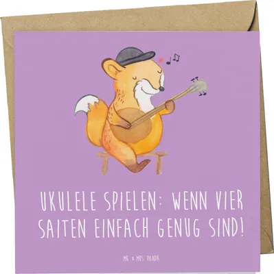 Produktbild von Mr. & Mrs. Panda Klappkarte Ukulele Freude - Lavendeltraum - Geschenk, Grußkarte, Instrument lernen, Saiten, Musiker, spielen, Hawaii, Lieder, doppelkarte, anlasskarte