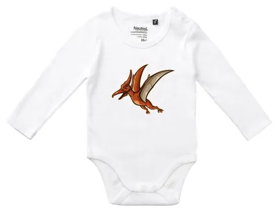 Produktbild von Huuraa Baby Body Pteranodon Dinosaurier 62 White  Baumwolle Fairtrade Langarmbody Geschenkidee