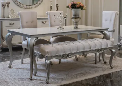 Immagine prodotto di Tavolo da pranzo, sedia, sgabello, set per sala da pranzo, set di tavoli, tavolo in legno, set da 6 pezzi