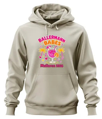 Imagen del producto de "Ballermann Babes Mallorca 2026: Sudaderas con capucha para vacaciones y despedidas de soltera en Mallorca, diseño con motivos de la naturaleza, talla L."